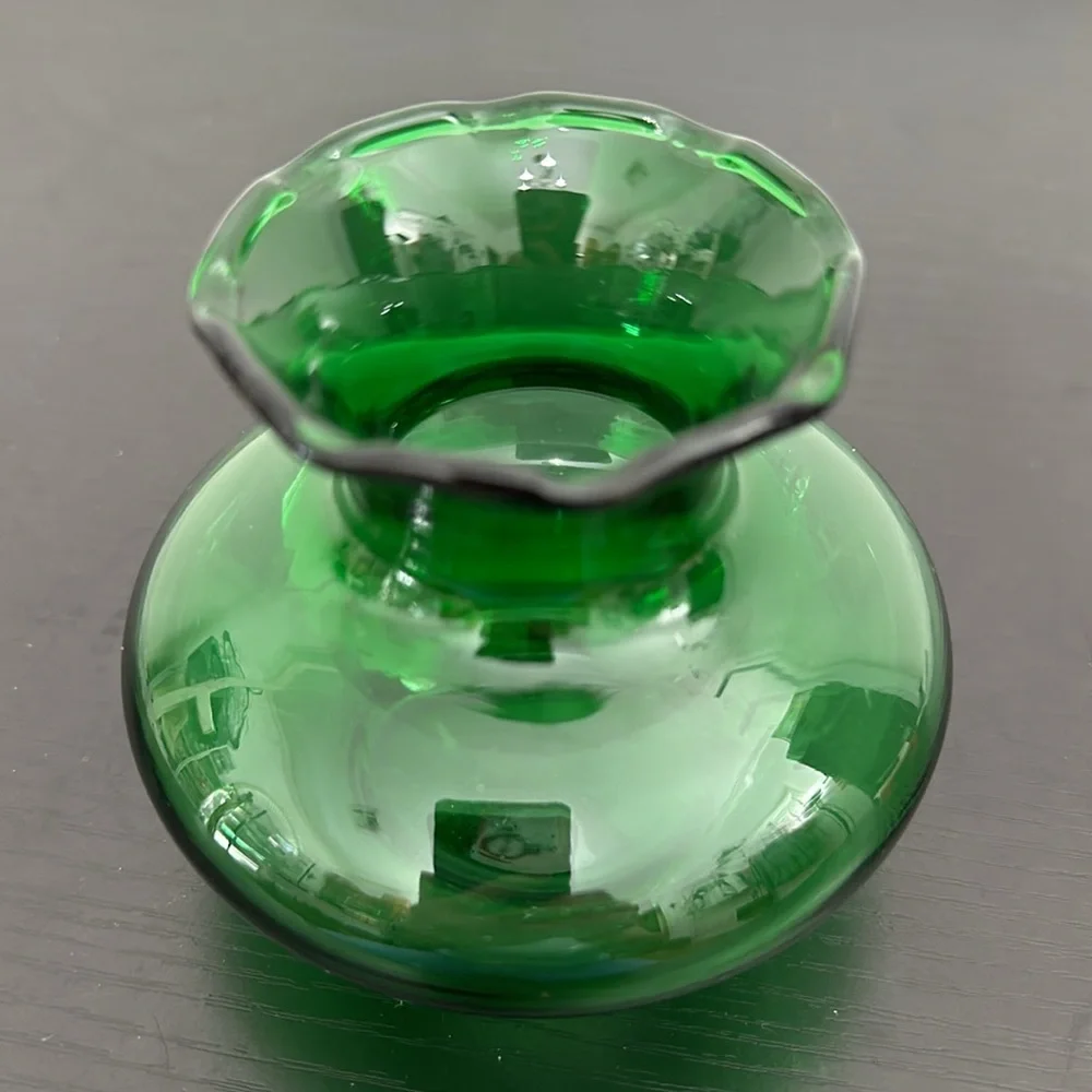 Anchor Hocking Forest Green Vintage Crimped Bud Vase